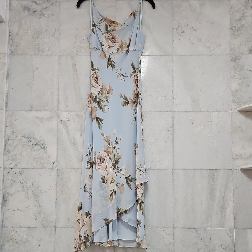 Ann Taylor Pastel Blue Floral High Low Dress